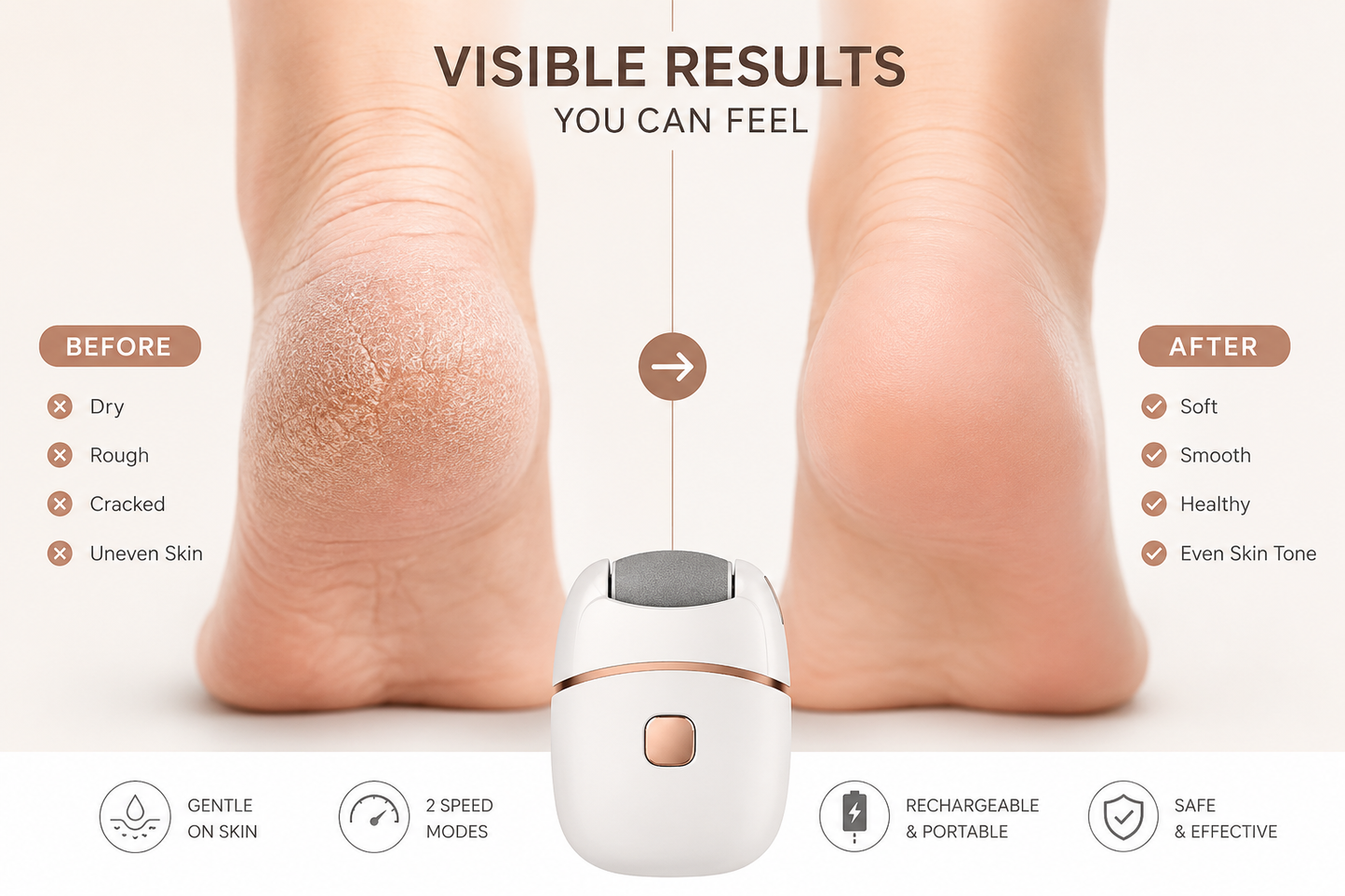Oqva Foot Scrubber for Dead Skin & Women Callus Remover - Electronic Smooth and Soft Feet Scrubber Cracked Heels Remover