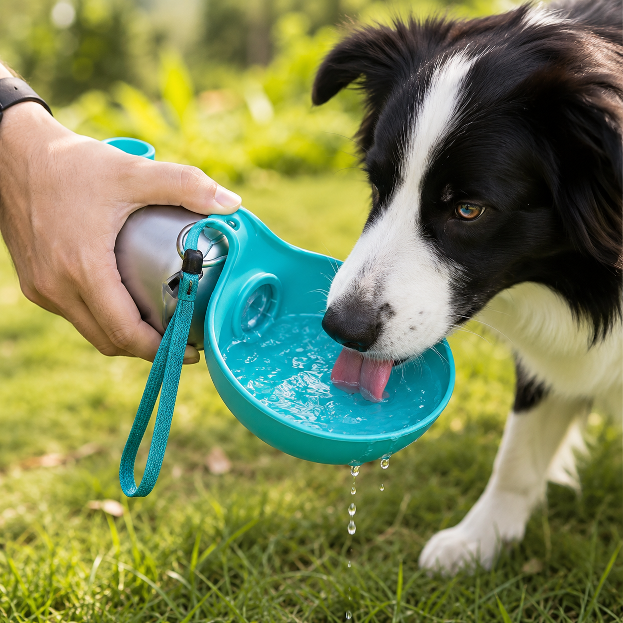 OQVA Portable Dog Water Bottle with Foldable Bowl