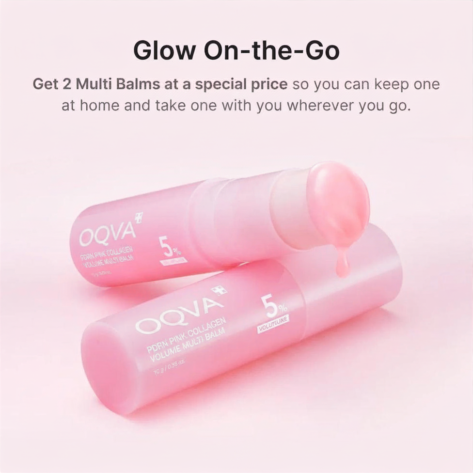 Oqva Pink Collagen Volume Multi-Balm | All-in-1 Plumping Stick for Eyes, Lips & Smile Lines
