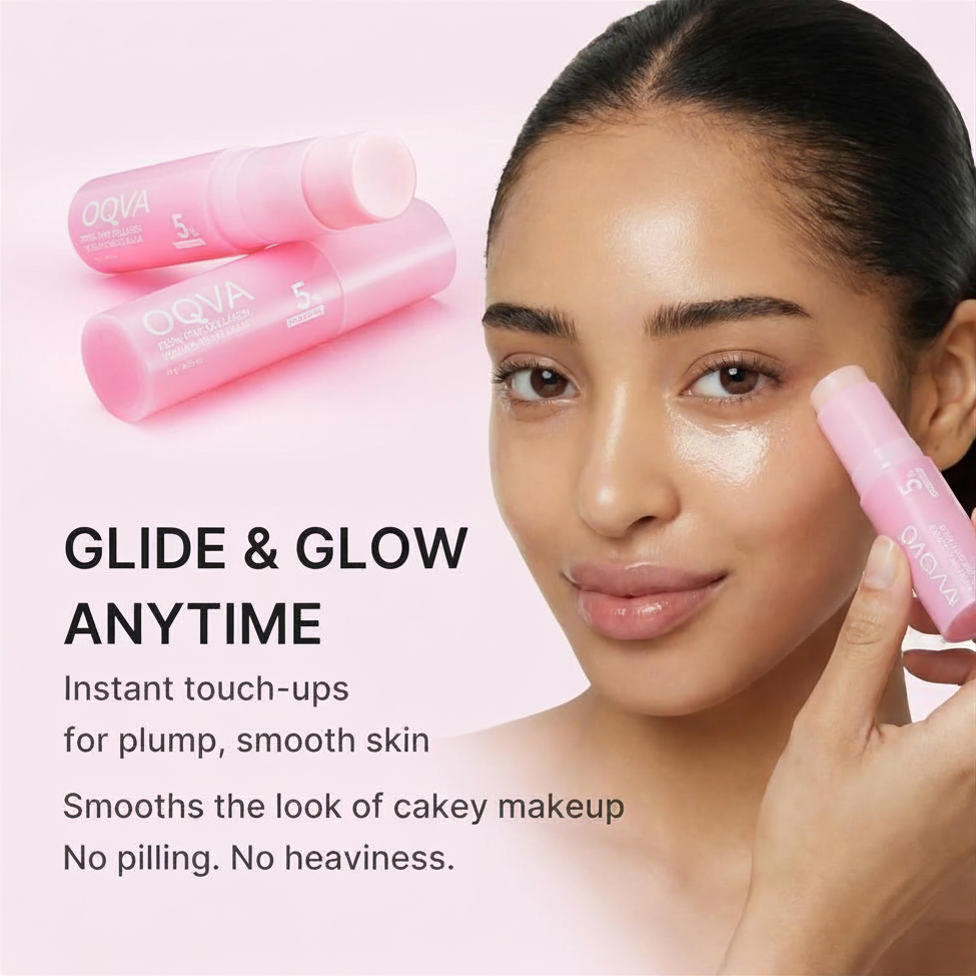 Oqva Pink Collagen Volume Multi-Balm | All-in-1 Plumping Stick for Eyes, Lips & Smile Lines